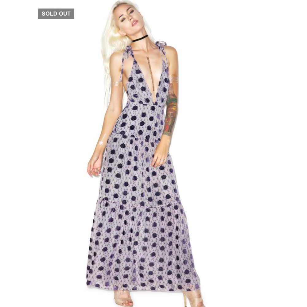 For Love And Lemons Lavender Floral Maxi Dress